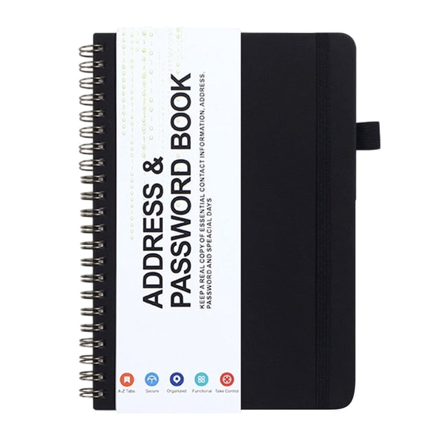 Spiral Address Book with Alphabetical Tabs, Leather Password Book, Address Organizer Telephone Notebook Journal Keep Contact Safe Hardcover Large Print for Seniors Home Office