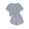 thumbnail image 4 of Économies d'Été! HVOBTTY Ensemble Décontracté 2 Pcs à Manches Courtes pour Filles, Ensemble de Mode Décontracté à Manches Courtes pour Garçons et Filles avec Col Rond, Boutons et Short Imprimé Gris, 7 Ans, 4 of 4
