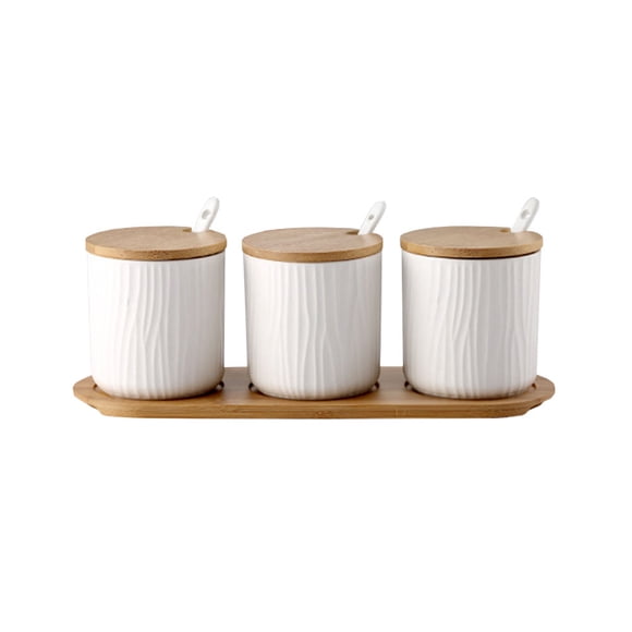 MasteelfCA 9.5x28.5cm Creative Nordic Style Ceramic Spice Jar Set Seasoning Box Salt Shaker Kitchen Kit White