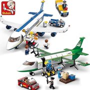 City Cargo Aircraft Plane Building Blocks with Box Airport Airbus Airplane Avion Technical Creative Building Blocks Toys For Kids-QIUPING