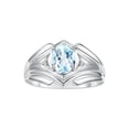 thumbnail image 1 of RYLOS Men's Rings 14K White Gold Rings Classic Designer Style 9X7MM Oval Gemstone &  Diamond Ring Aquamarine March Birthstone Rings For Men Size 8, 1 of 7