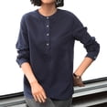 thumbnail image 2 of Timegard Blouse pour Femmes Ample Légère Manches Longues Bouton Col Rond Chemises Décontractées pour Bureau, 2 of 8