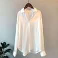 thumbnail image 3 of GigrtiJin Chemises Boutonnées pour Femmes Automne Manches Longues Col Rabattu Couleur Unie Mode Décontractée Confortable Hauts Amples, 3 of 5