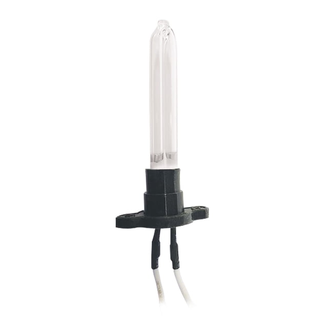 GermGuardian LB200 UV-C genuine replacement bulb for AC225W, a 1.7-watt clear tubular UV-C light bulb with black plastic base and two white wires, designed for air purifiers to reduce airborne bacteria, viruses, mold spores, and volatile organic compounds.