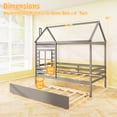 thumbnail image 3 of Gymax Lit Cabane Format Simple avec Tiroir-Lit Lit Plateforme en Bois avec Toit, Cheminée et Fenêtre Gris, 3 of 10