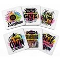 thumbnail image 1 of Inkdotpot Set of 6 Drink Coasters DecorativeNon,SlipCork Base4-inch Square PrintedCoastersEasy Clean- Quotes, 1 of 8