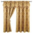thumbnail image 2 of Venice Collections Luxury Jacquard Curtain Panel with Attached Waterfall Valance, 54 by 84-Inch Angelina Gold, 2 of 4