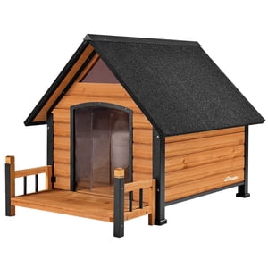 Aivituvin Maison de chien en plein air, refuge pour chiots avec cadre en fer métal anti-Bite pour chiens moyens