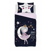 Gouchee Home Lesha Twin 2‑Piece Duvet Cover Set – Magical Moon & Princess Print, Reversible Cotton Kids Bedding