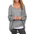 thumbnail image 1 of Bellella Hauts Légers pour Femmes Tricot Col Rond T-Shirt Quotidien Gris m, 1 of 2