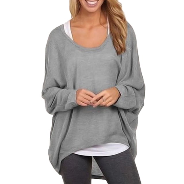 Bellella Hauts Légers pour Femmes Tricot Col Rond T-Shirt Quotidien Gris m