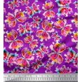 thumbnail image 1 of Soimoi Purple Silk Fabric Insect Watercolor Print Sewing Fabric BTY 42 Inch Wide, 1 of 3