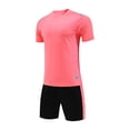 thumbnail image 2 of hengsof Ensemble de Maillot de Football à la Mode pour Enfants, Haut à Manches Courtes Col Ras du Cou, Short à Taille Élastique Tenue de Sport, Confortable Respirant Absorbant la Sueur Séchage Rapide Uniforme de Sport Deux Pièces, 2 of 4