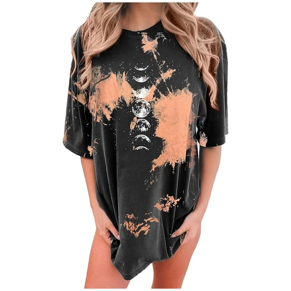 Womens Graphic Oversized T Shirts Vintage Tees Moon Shirt Loose Plus Size Tops Women'S T-Shirts Black Xl