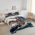 thumbnail image 3 of Erosebridal Raccoon Riding Dinosaur Comforter Sets Queen Size,Japanese style Bedding Queen Comforter Set,Ocean Bedroom Decor,Reversible,Ultra Soft,3 Pieces, 3 of 7