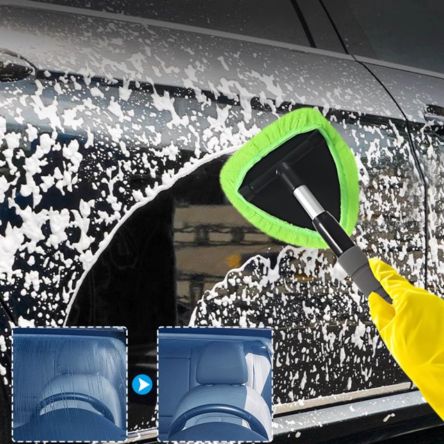 Lunxisen 4 Pcs Windshield Cleaning Tool Windshield Cleaning Wand Auto Window Cleaner, Reusable Cloth Pads for Car Interior, Dirty Car Washing Brushes.