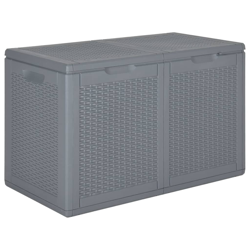 vidaXL Coffre de Rangement de Jardin Gris en Rotin PP 180 L