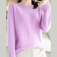 thumbnail image 4 of Duoif Chandails pour Femmes Chandails Légers Tendance pour Femmes Manches Longues Col Rond Léger Doux Tricoté Chandail Blouse Tricotée Chandails pour Femmes Hauts pour Femmes Violet P, 4 of 5