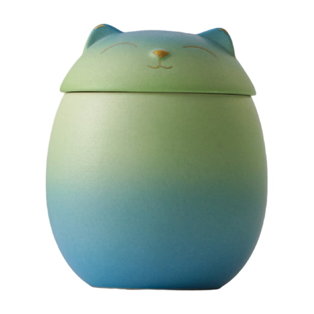 tredstone Ceramic Canisters For Neat And Tidy Kitchen Cute Cat Form Ceramic Tea Jars blue-green 150ml 1Set