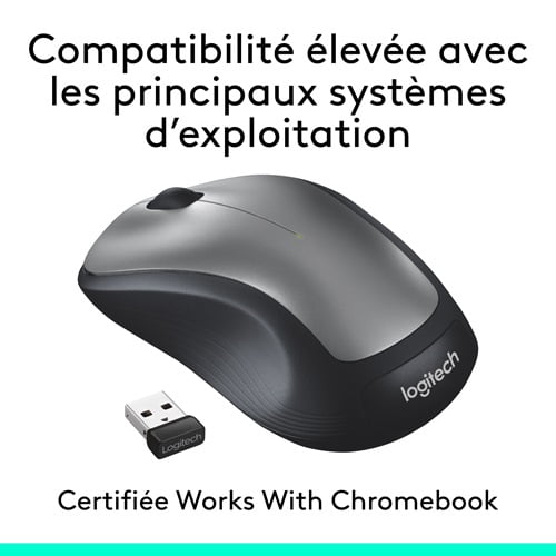Logitech Full-size Wireless Ambidextrous Mouse with USB Receiver Silver