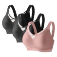 thumbnail image 2 of Kyusrd Plus Size Cut-Off Seamless Bra For Women'S 3Pcs Supportive Full Coverage Wireless Bralette Bra Adjustable Shoulder Straps Bra Soild Color Everyday Athletic Sport Bra, 2 of 9
