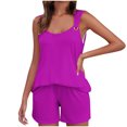 thumbnail image 2 of Yuyuzo Womens Lounge Sets Two Piece Square Neck Tank Tops Wide Leg Shorts with Pockets Matching Outfits, 2 of 7