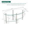 thumbnail image 3 of Oval Coffee Table Modern, 3-Tier Transparent Glass & Stainless Steel Legs, Contemporary Living Room Center Tea Table with Elegant Design, 3 of 8