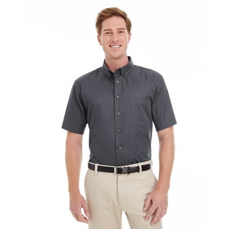 Harriton Chemise en Sergé à Manches Courtes pour Hommes Foundation 100 % Coton avec Teflonâ„¢