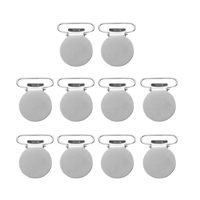 MasteelfCA 10pcs Fashion Suspender Clips Holders Round Metal Pacifier Clips Buckle Clips Sewing Tools for Men Women (Silver)