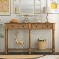 thumbnail image 2 of Noble House Table Console Table de Sofa Assemblage Facile avec Deux Tiroirs de Rangement et Tablette Inférieure pour Salon, Entrée, Vieux Pin, 2 of 9