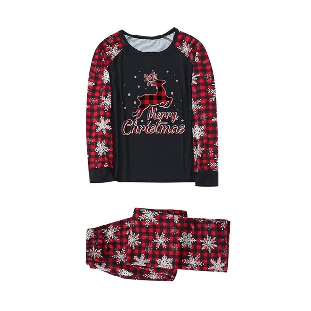 LSLJS Christmas Pajamas Pyjamas de Noël Assortis pour la Famille, Ensemble Assorti pour la Famille Pyjamas de Noël pour la Famille Ensemble Haut à Carreaux Rouges et Pantalon Long Ensembles de Vêtements de Nuit pour les Fêtes Ensemble de Vêtements de Nuit de Noël