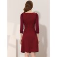 thumbnail image 4 of INSPIRE CHIC Women's Square Neck Ruffle Trim Sheer 3/4 Sleeve Chiffon Mini Dress 1 XS, 4 of 5
