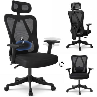 MotionGrey - MC3 Ergonomic Office Chair - Comfy High Mesh Back Support with Adjustable Armrests - Black Desk Computer Chairs Perfect for Home Gaming and Offices