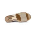 thumbnail image 4 of BLISSFUL STEP Sandales à Talon Compensé à Paillettes pour Femmes, Mules à Plateforme à Bout Ouvert, Or 7,5, 4 of 7