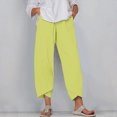 thumbnail image 2 of Timegard Plus Size Pants for Women Elastic Waist Solid Color Comfy Fall Casual Crop Pants with Pockets, 2 of 5