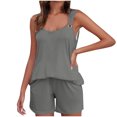 thumbnail image 2 of Yuyuzo Womens Lounge Sets Two Piece Square Neck Tank Tops Wide Leg Shorts with Pockets Matching Outfits, 2 of 7