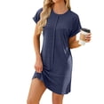 thumbnail image 2 of Moins de 10, Robe Mini d'Été Ample à Col Rond pour Femmes Grande Taille, Robe Mini Ample à Col Rond à Manches Courtes Grande Taille, Idéale pour les Sorties Estivales Décontractées Parfaite pour les Voyages, 2 of 9