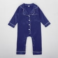 thumbnail image 2 of Combinaison Bébé Garçon Barboteuse Bébé Fille Garçon Pyjama en Soie Combinaisons à Boutons Manches Longues en Satin, 2 of 7