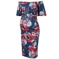 thumbnail image 1 of zanvin Robe de Grossesse pour Femmes, Robe de Maternité Sans Manches à Imprimé pour Femmes, Robe Longue Décontractée à Épaules Dénudées, 1 of 5