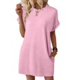 thumbnail image 2 of Ovzne Robes Grande Taille pour Femmes aux Courbes Robe pour Femme Femmes Mode Décontractée Col Rond Été Imprimé Manches Courtes Robe Aguichant Robe de Printemps Manches Courtes Liquidation, 2 of 7