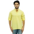 thumbnail image 1 of Atasi Kurta Ethnique pour Homme Jaune Col Mandarin Tunique en Coton Chemise-Grand, 1 of 6