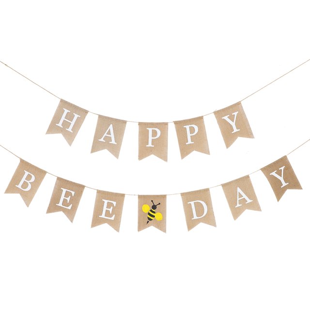 Miangastore 2pcs Little Bee Party Flower Paper Flag DAY Banner Birthday Party