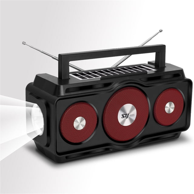 Radio Manuelle Solaire d'Urgence Étanche Haut-Parleur Bluetooth, Radio Numérique Portable AM FM avec Lampe de Poche, Lampe de Lecture Recharge Solaire