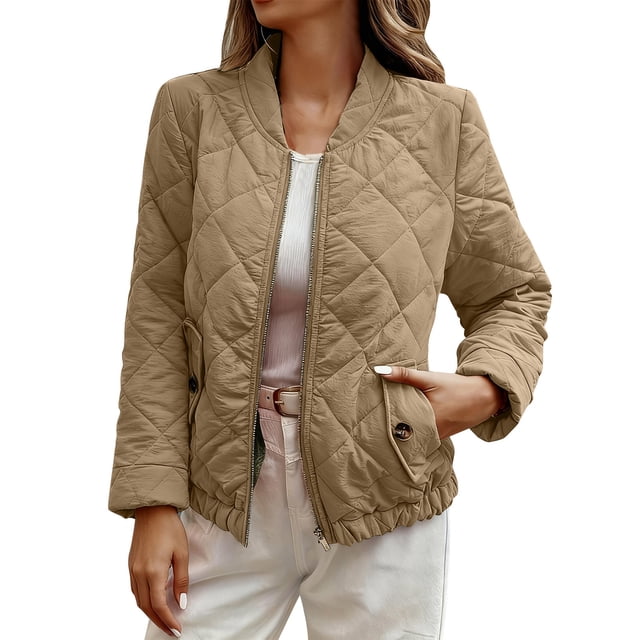 Manteaux d'Hiver pour Femmes, Veste Matelassée Chaude à Fermeture Éclair à Manches Longues, Coupe Régulière, Couleur Unie, Décontractée pour Femmes, Manteaux d'Hiver pour Femmes