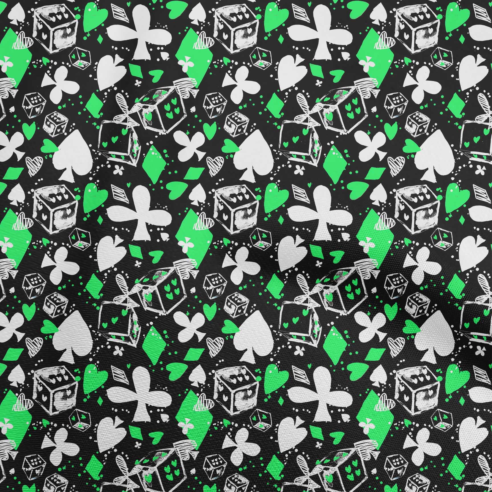 oneOone Cotton Poplin Light Green Fabric Poker Card Craft Projects Decor Fabric Printed By The Yard 42 Inch Wide