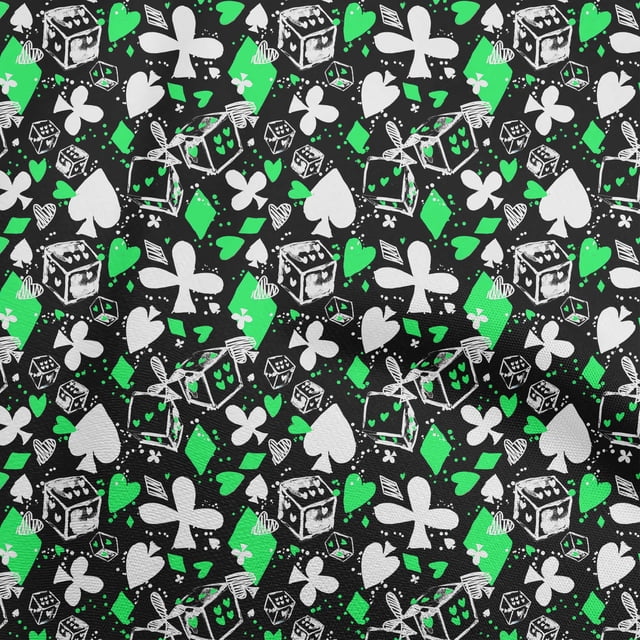 oneOone Cotton Poplin Light Green Fabric Poker Card Craft Projects Decor Fabric Printed By The Yard 42 Inch Wide