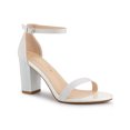 thumbnail image 1 of BLISSFUL STEP Women's Solid Color Glitter Ankle Strap Chunky Heels Sandals, 1 of 7