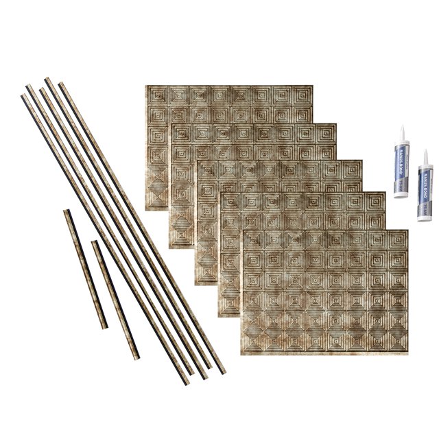 Fasade Decorative Vinyl Backsplash Kit 15 sq ft Coverage Bermuda Bronze Finish