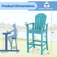 thumbnail image 3 of Costway Outdoor HDPE Bar Height Stool Patio Tall Chair Armrest Footrest All Weather Turquoise, 3 of 8