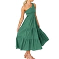 thumbnail image 3 of Femmes Robe Longue Swing Plissé Midi Parti Danse Plage Bureau de Vacances Adolescents Mode Vêtements d'Été Vert XL, 3 of 8